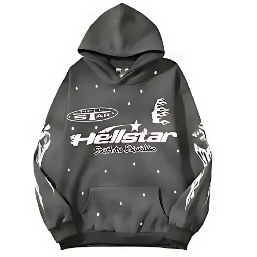 Hellstar Studios Racer Unisex Hoodie Gray Hellstar Studios Racer Unisex Hoodie Gray